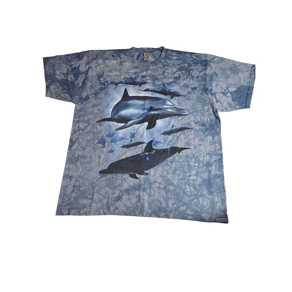 Back To Earth Dolphin Graphic‎ Tie Dye T-Shirt XL Blue Nature Wear Vintage Style